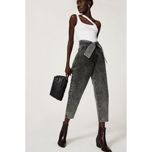 BLANKNYC Women's 30 When in Rome Grey Acid Wash High Waist Tie Front Pleated NEW